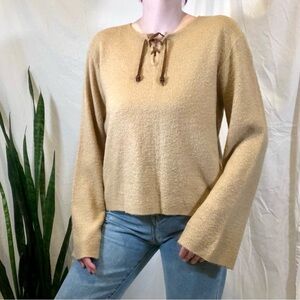 Vintage 1990s Fiorlini International Bell Sleeve Lace Pile Knit Sweater